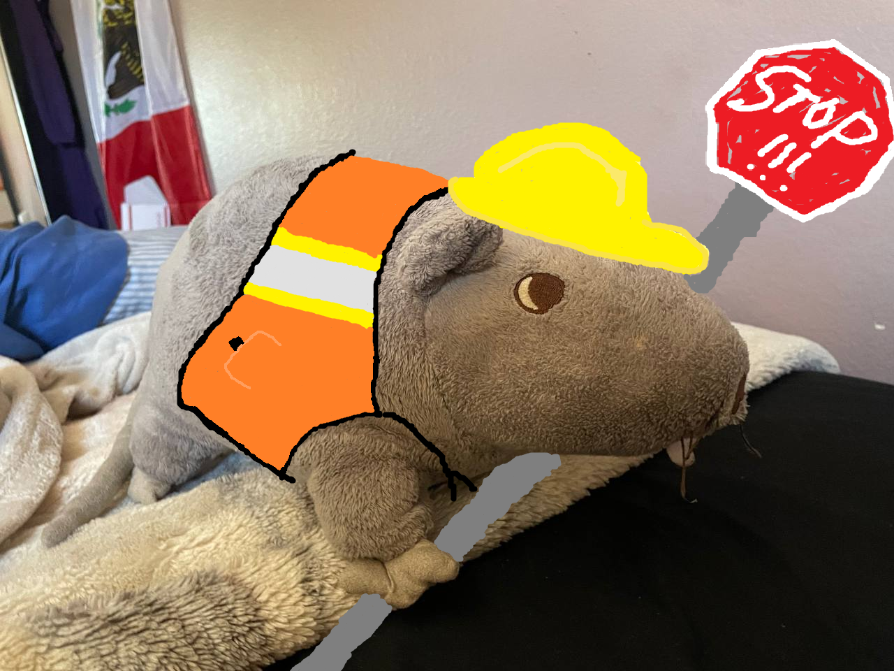 Ratthew Dressed as a lolipop man, high viz vest and stop sign included. Click to go to work in progress site